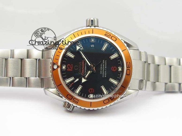 0820 FlexibleFit Planet Ocean SS Bp Maker 45mm Orange Bezel On SS Bracelet A 8216